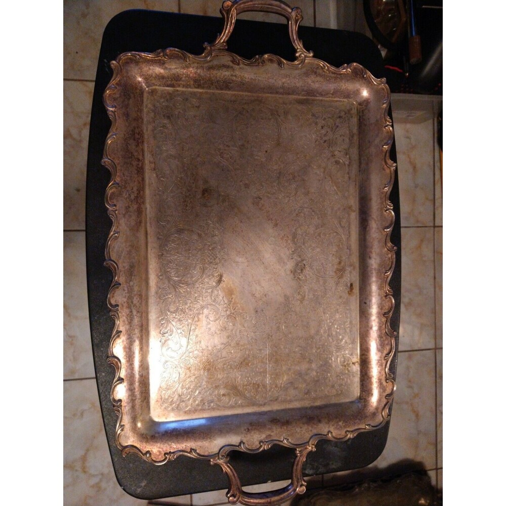 Silverplated Joanne Serving Tray With Handles Webster Wilcox 7291 Handled